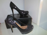 VIA UNO Damen Pumps Gr.40 Schwarz sexy Heels Schuhe  Plateau Fest NEU