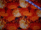 Floral fabric Autumn garden flower Mumms glitter 32" sewing quilting material