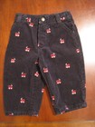 OshKosh Boys Black Red Embroidered Train Corduroy Pants 6-9 months EUC