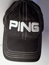 PING GOLF BLACK RAPTURE V2 G10 CLOTH STRAPBACK COTTON HAT CAP