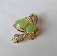 Joan Rivers Bumble Bee Rhinestones Candy Green Pin Brooch