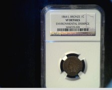 1864 L Us Indian Head Cent, Certified Ngc Vf Details (Us-775)