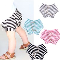 Toddler Kids Baby Boy Girls Hot Pants Cotton Striped PP Children Pants Bottoms