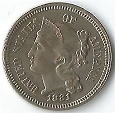 Coin.1881 Usa 3c 3 cent nickel Lot 8