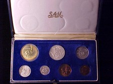 South Africa 7-Coin Proof Set 1967 Nice In Case With Toned Silver Rand Coin