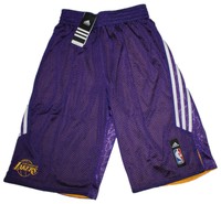 adidas Herren LA Lakers Short SMRRN REV SHORT NBA lila weiß Gr.S NEU @181