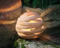 Massive Terracotta Kugel Geflecht 26cm, Windlicht, Gartendeko