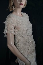 Lim'S Vintage Cotton Hand Crochet Top With Multi-Layers Natural Small