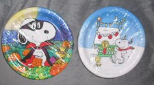 16 Hallmark Peanuts Halloween Pumpkin Snoopy Christmas Contest Party Plates Nip