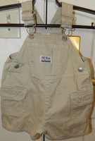 Toddler Boys Khaki OLD Navy Cargo Shorts Overalls (Size: 3-6 Mos) EUC 