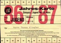 Ticket BL 86/87 Jahreskarte Karlsruher SC, Dauerkarte Wildparkstadion