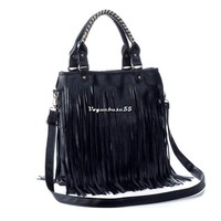 Celebrity Damen Schultertasche Shoulder Bag Quaste Fransen Tasche Umhängetasche