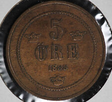 1888 Sweden 5 Ore Coin - Nice Original Coin!