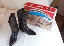 Vintage Justin Brown Leather & Iguana Lizard Cowboy Western Boots 8 B
