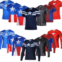 2016 Männer MARVEL Superheld Kostüm Tee T-Shirt Cycling Biker Jersey Sport Shirt