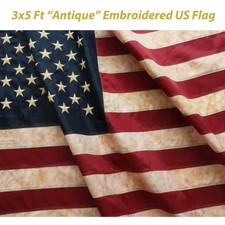 ANLEY [Vintage Style] Tea Stained American US Flag 3x5 Foot Nylon - Embroider...