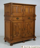 ANTIK! Hoch-Kommode Eiche massiv Gründerzeit Kabinettschrank Neo-Renaissance