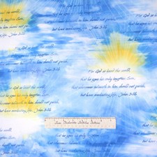 Religious Fabric - Bible Study John 3:16 on Clouds - Benartex Kanvas Studio YARD