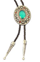 Bolo Tie Westernkrawatte Western Ornament türkis Lederkordel verstellbar m. Clip