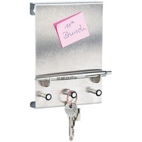 infactory Edelstahl-Schlüsselbord mit Notiz- & Stiftablage