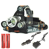 Boruit 8000LM 3x XM-L T6 LED Stirnlampe Kopflampe Licht 2x18650 USB EU Ladegerät