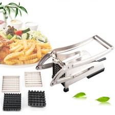 French Fry Cutter Potato Vegetable Stainless Steel Slicer Chopper Dicer 2 Blades