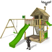 FATMOOSE GroovyGarden Combo XXL Spielturm Baumhaus Schaukel Rutsche Garten HolzX