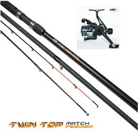 Feederset Angelset Feederrute  2 Spitzen 3,60 m  60g  inkl. Rolle m. Schnur