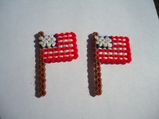 (2) PC Plastic Canvas USA Flag Refrigerator Magnets Patriotic 4th of July 