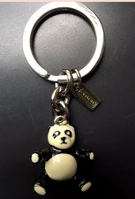 NEW RARE COACH Panda Bear Porcelain Crystal Key Chain Ring Fob Purse Charm Black