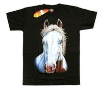 Reiter T-Shirt: PFERD weiß Gr.S,M,L Western Cowboy Indianer,Pferde-Kopf Schimmel