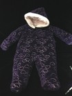 FIRST IMPRESSIONS Purple Hearts Velour Floral Lined Snowsuit Coat Zipper Velcro