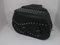 Motorrad Satteltaschen ST06 Leder mit Nietenverziehrungen Chopper Cruiser