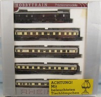 N-Hobbytrain 20500 Rheingold Schnellzugwagen Set mit bel.Tischlampen DRG Ep:2