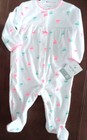 Carter's Baby Girls Terry Cherry Print Sleeper with feet White/Pink/Aqua 6 Mo