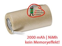 Werkzeug Akku Sub-C NIMH 2000mAh 1.2V im P-mantel mit Z Lötfahne Hochstrom fest