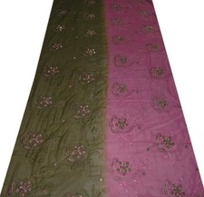Purple Vintage Georgette Dupatta Fabric Scarf Floral Veil Long Stole Embroidered