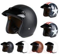 Vcoros 3/4 Open Face Motorradhelm & Motorrad Casco Retro Leder DOT Helm Neu