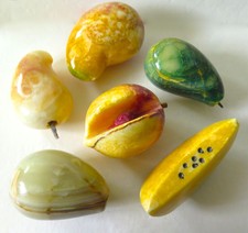 Alabaster Stone Fruit Italy Decorative 6 Piece Set