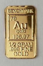 Gold Half Gram Elemental Bar Pure 24 Carat Gold .999 Fine Gold 1/2 Gram L27b