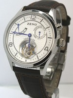 Zeno Tourbillon Datum Gangreserve Handaufzug  limited Edition Stahl/Leder 