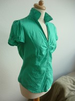 Geraffte Bluse 40 Kurzarm Grün ADAGIO Collection Damen Oberteil Baumwolle