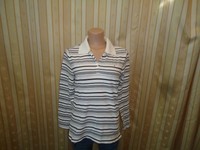 Tommy Hilfiger Damen Langarm Poloshirt Weiß Gestreift Gr. XL  Orig- #08-6