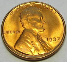 1937 Lincoln Wheat Cent Rd Brilliant Uncirculated