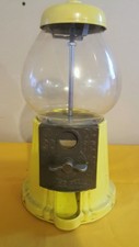 Vintage Mechanical Bubble Gum Gumball Machine Yellow