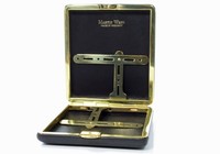 Martin Wess Zigarettenetui Rinderleder mit Messingrahmen in schwarz neu/ovp