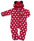 Disneyland Girls 12 Month Minnie Mouse Ears Hood Bunting Romper Fleece Dots Red