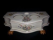 Andrea by Sadek Vintage Claw Foot Porcelain Desk Ink Well Perfume Holder 7458