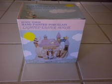Bunny Towne Hand Painted Porcelain Lighted Easter House