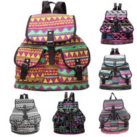 Damen Rucksack Shopper Canvas-Tasche mit Print Schulranzen Schulter Handtasche